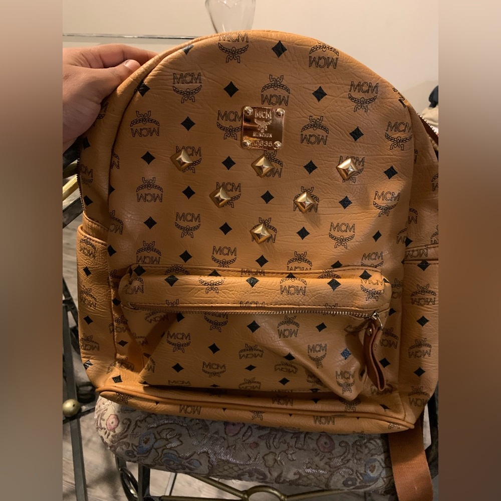 MCM Tan Backpack with Studs